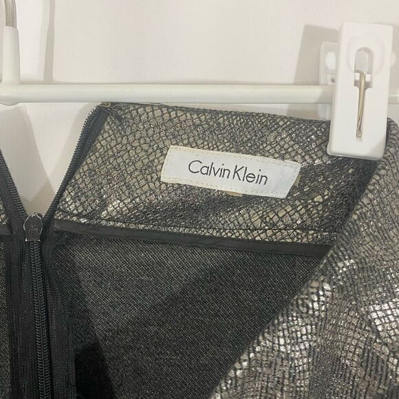 Calvin Klein Metallic Animal Print Pencil Skirt - Picture 6 of 7